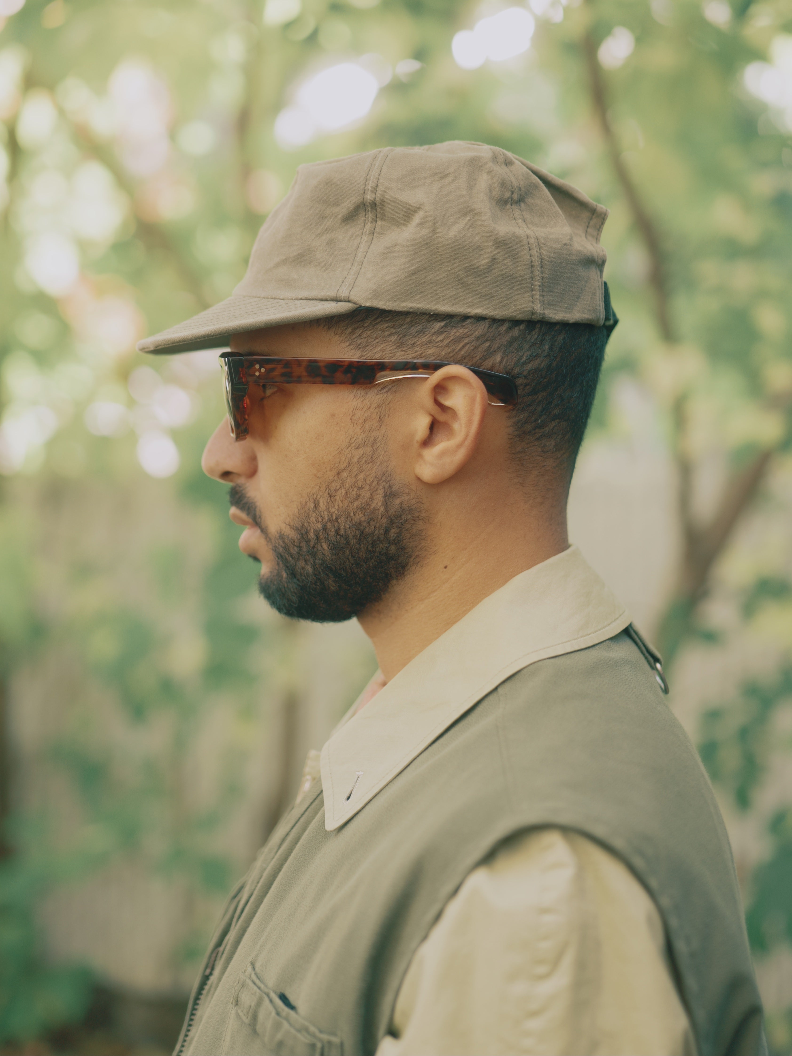 Waxed Cotton Canvas Baseball Cap - Dark Army