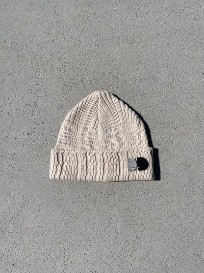 Tuque en côtes asymétriques - Écru