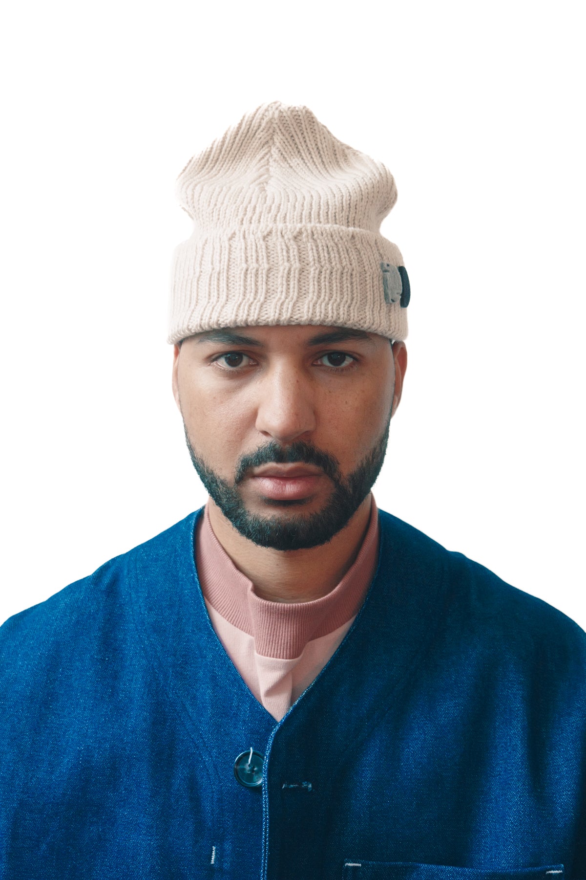 Tuque en côtes asymétriques - Écru
