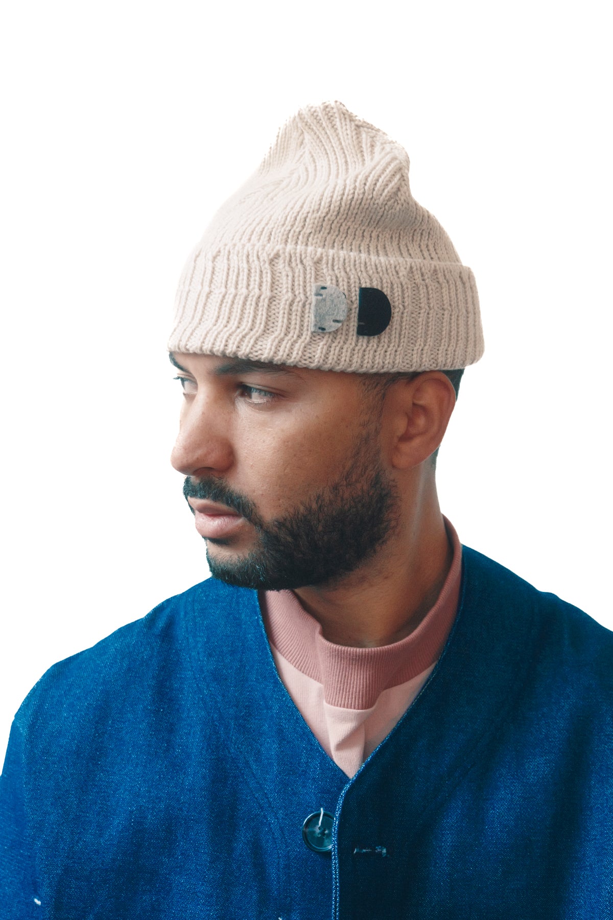 Tuque en côtes asymétriques - Écru