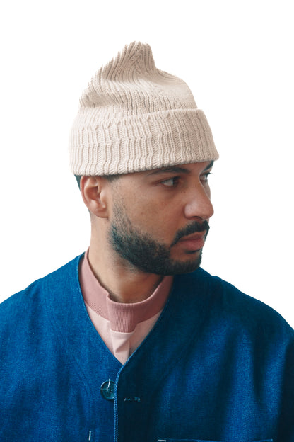 Tuque en côtes asymétriques - Écru