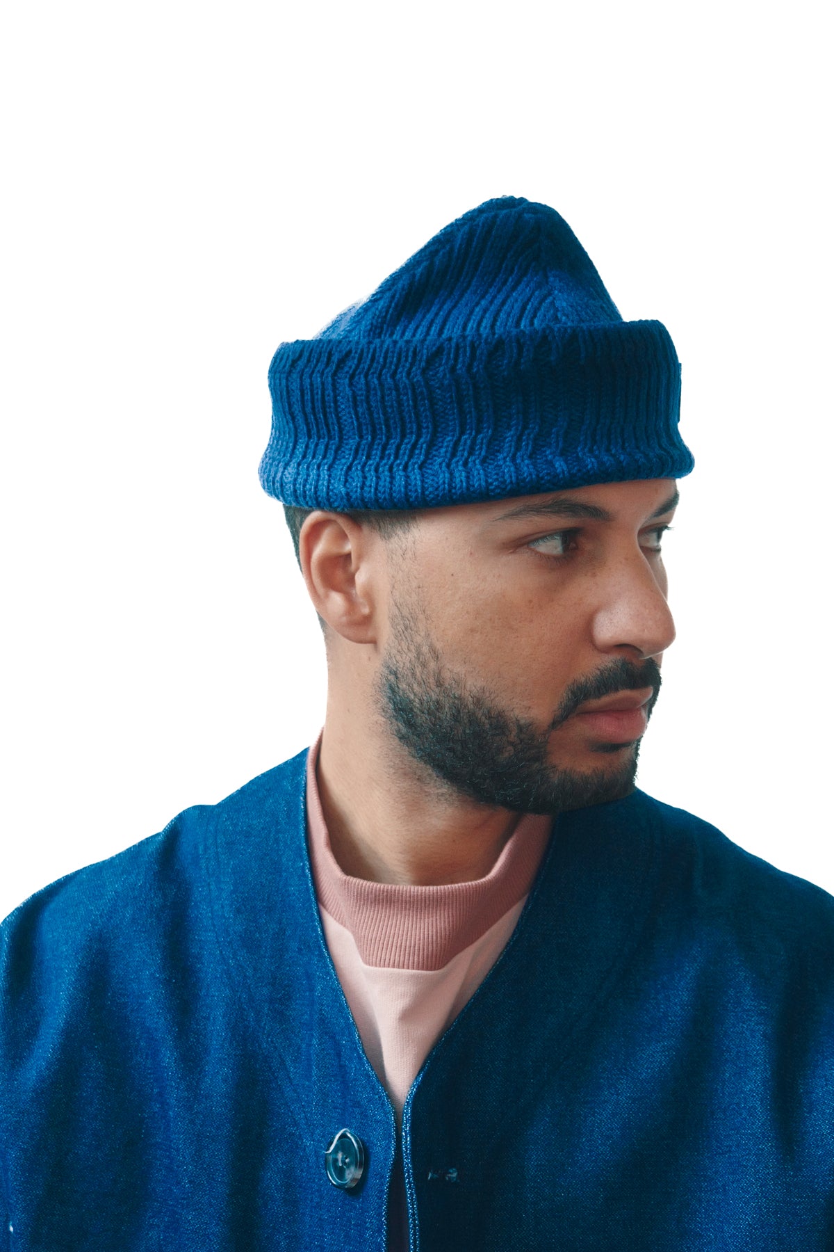 Asymmetrical ribbed beanie - Deep Dye Navy