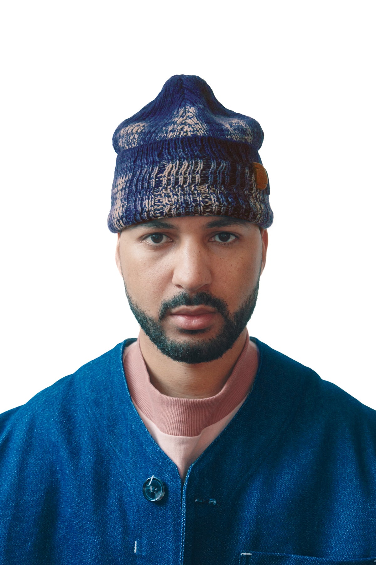 Asymmetrical ribbed beanie - Shibori navy