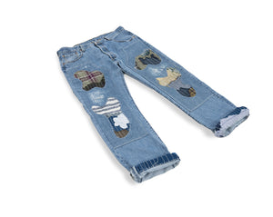 Boro Repaired Denim Pants - Blue StoneWash