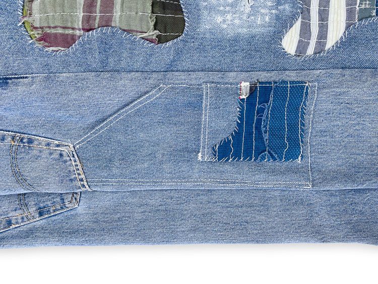 Boro Repaired Denim Pants - Blue StoneWash