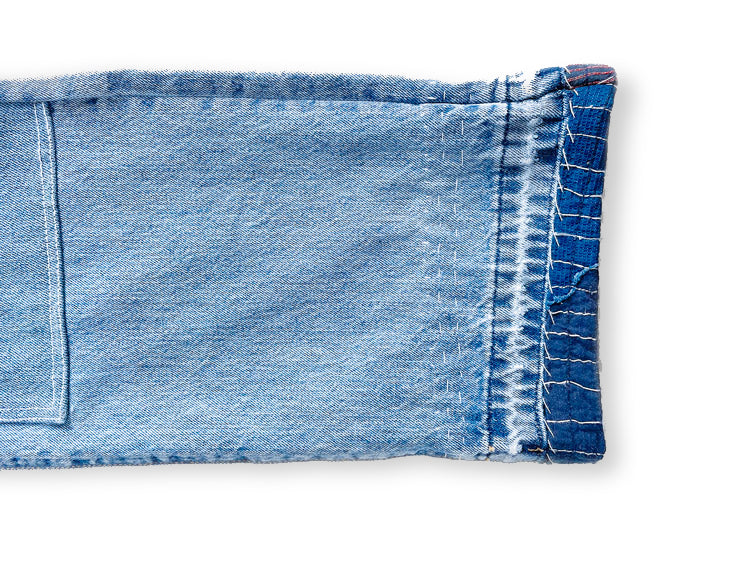 Boro Repaired Denim Pants - Blue StoneWash
