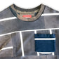 T-SHIRT À POCHE H-1 PATCHWORK À RAYURES USED